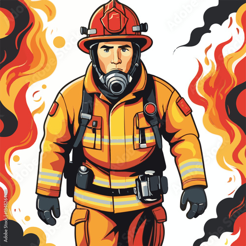 fireman, firefighter, safety, emergency, danger, man, rescue, fire, fighter, uniform, helmet, protection, background, service, red, equipment, hose, occupation, job, burn, person, work, male, hero, pr