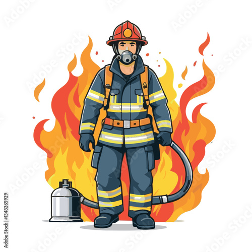 fireman, firefighter, safety, emergency, danger, man, rescue, fire, fighter, uniform, helmet, protection, background, service, red, equipment, hose, occupation, job, burn, person, work, male, hero, pr