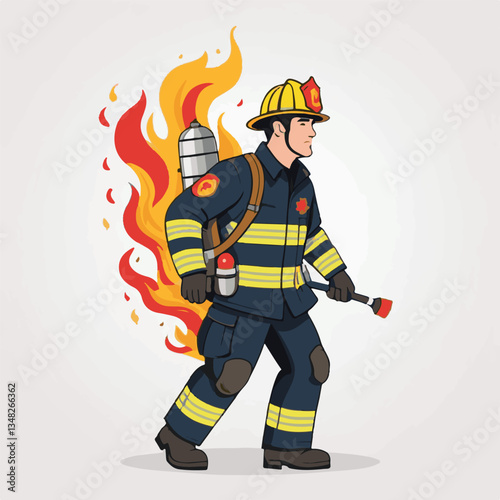fireman, firefighter, safety, emergency, danger, man, rescue, fire, fighter, uniform, helmet, protection, background, service, red, equipment, hose, occupation, job, burn, person, work, male, hero, pr