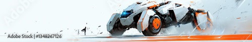 Wallpaper Mural Futuristic White and Orange Motorcycle in Motion Blur Torontodigital.ca