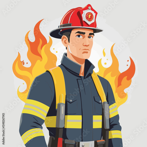 fireman, firefighter, safety, emergency, danger, man, rescue, fire, fighter, uniform, helmet, protection, background, service, red, equipment, hose, occupation, job, burn, person, work, male, hero, pr