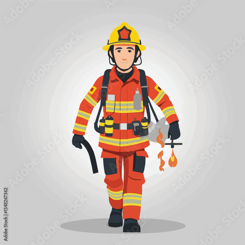 fireman, firefighter, safety, emergency, danger, man, rescue, fire, fighter, uniform, helmet, protection, background, service, red, equipment, hose, occupation, job, burn, person, work, male, hero, pr