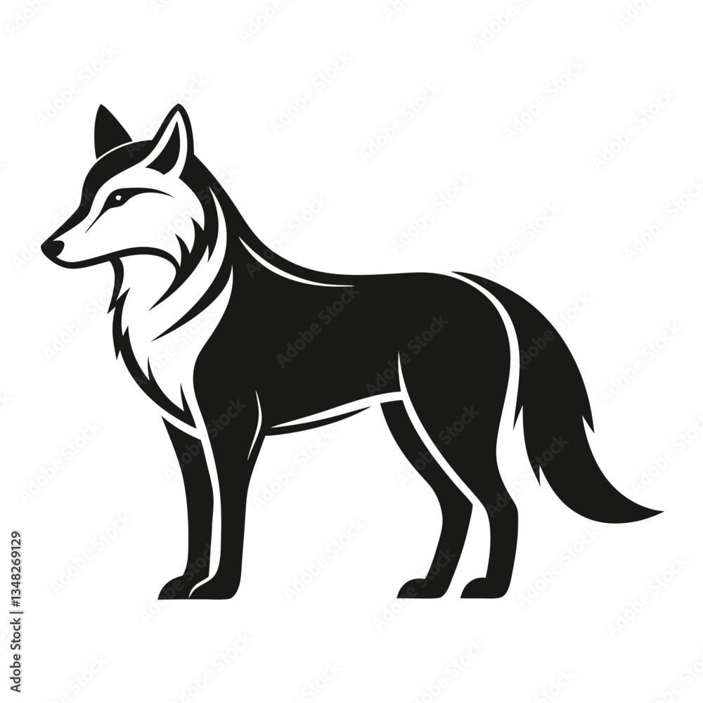 Wolf vector illustration in black and white silhouette style Wolf vector illustration in black and white silhouette style