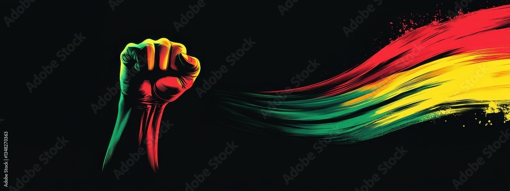Fototapeta premium A Raised Fist and the Colors of Revolution: A Powerful Symbol of Unity and Resistance