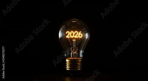 Illuminated Light Bulb Showing 2026 New Year Goals and Ideas