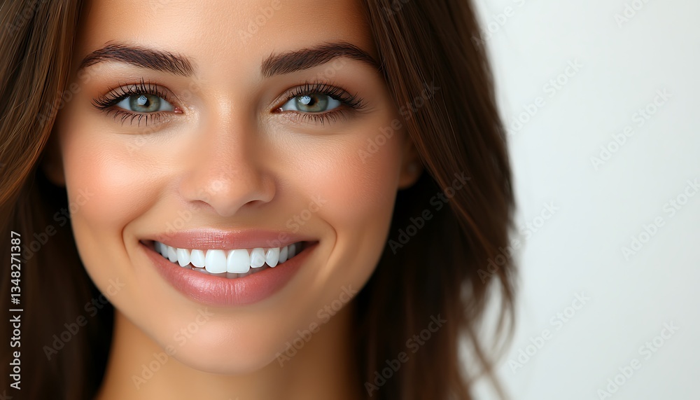 Smiling Woman with Bright Teeth, and Closeup. Smiling Woman with Bright Teeth, and Closeup.