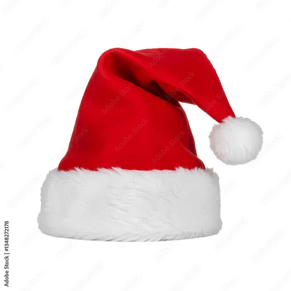 Santa Hat: Red & White Christmas on Transparent background Santa Hat: Red & White Christmas on Transparent background