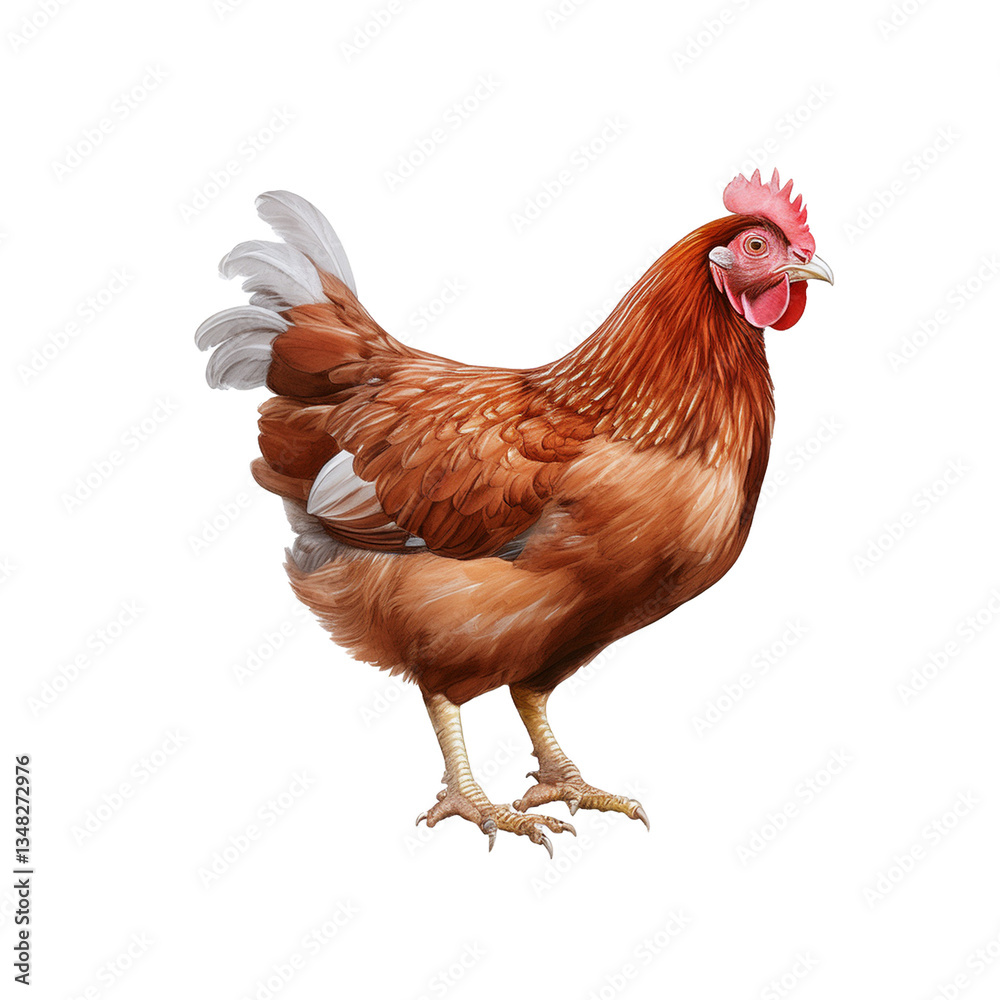 Fototapeta premium Brown hen standing on a transparent background