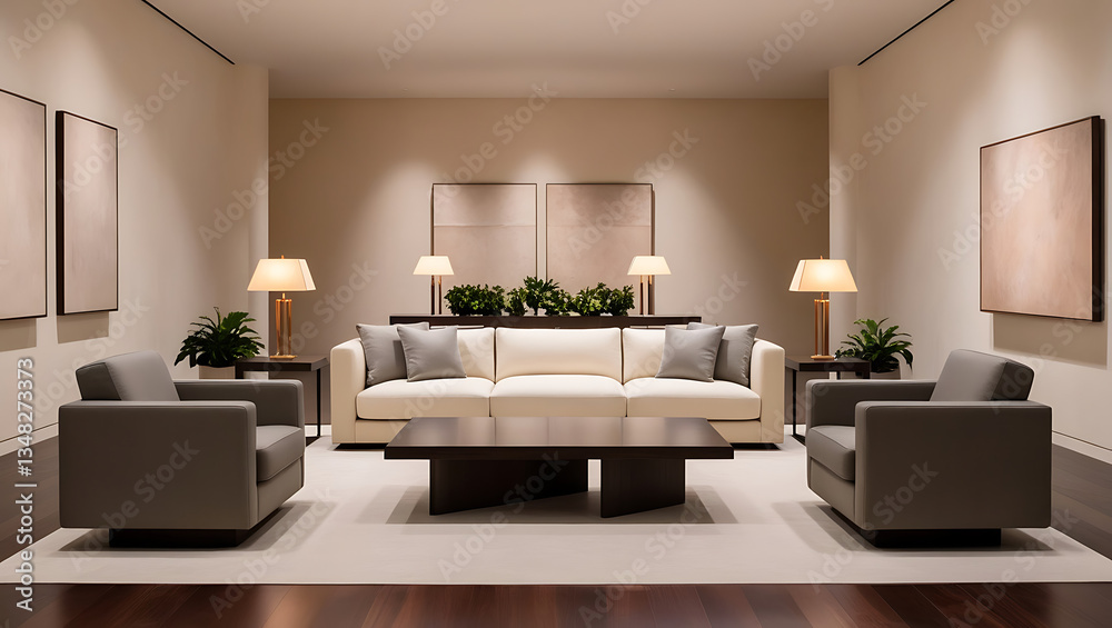 Fototapeta premium Elegant Simplicity: A Perfectly Balanced Living Space
