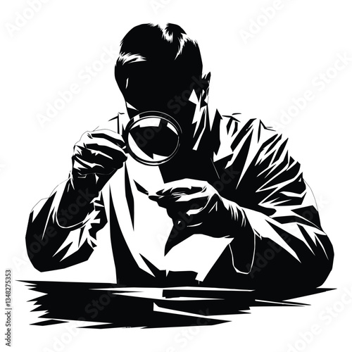 Forensic Science Silhouette, Vector, Icon, Logo, White Background.