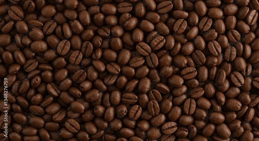 Rich coffee beans fill the image. Rich coffee beans fill the image.