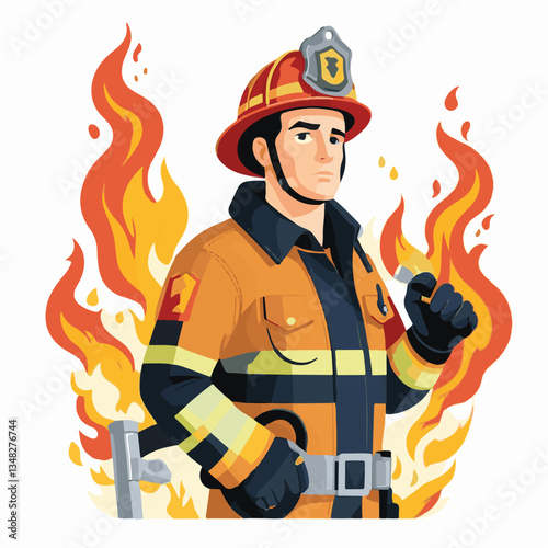 fireman, firefighter, safety, emergency, danger, man, rescue, fire, fighter, uniform, helmet, protection, background, service, red, equipment, hose, occupation, job, burn, person, work, male, hero, pr