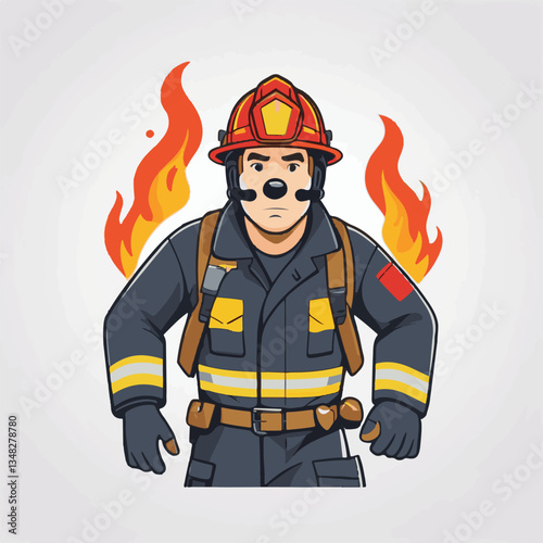 fireman, firefighter, safety, emergency, danger, man, rescue, fire, fighter, uniform, helmet, protection, background, service, red, equipment, hose, occupation, job, burn, person, work, male, hero, pr
