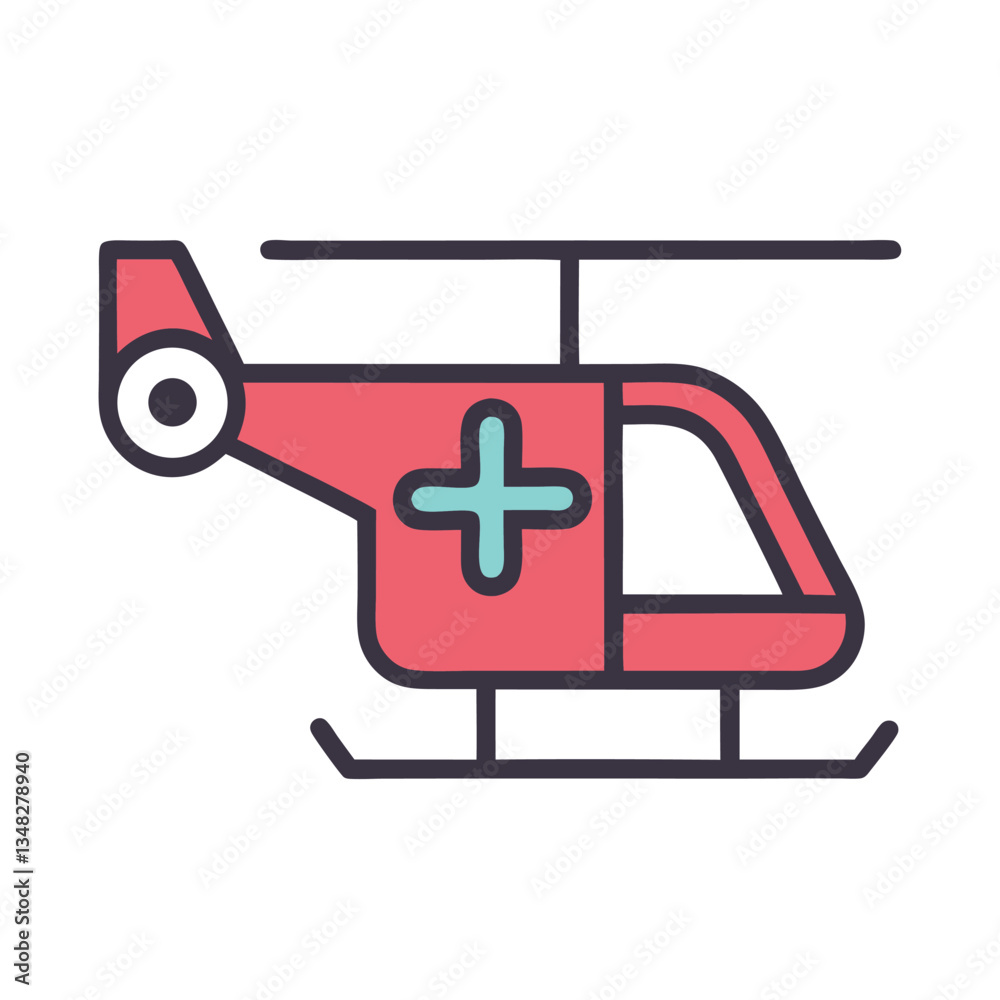 Minimalist Medical Helicopter Icon Vector Logo with Cross Symbol. Minimalist Medical Helicopter Icon Vector Logo with Cross Symbol.