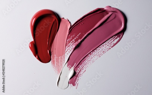 lipstick, Heart-shaped lipstick swatches on white background