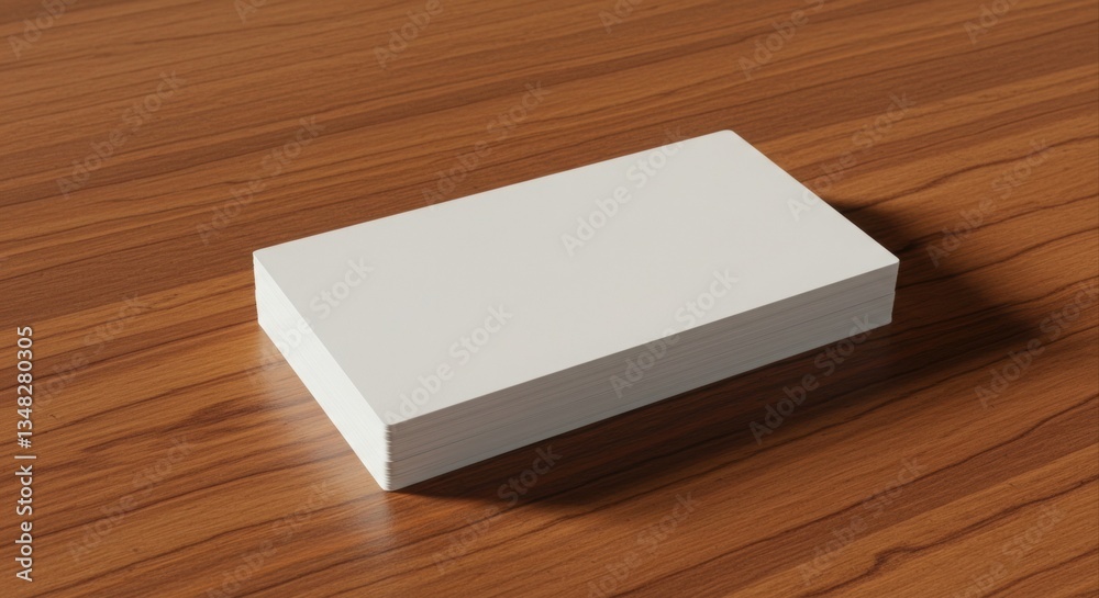 Blank business cards stacked on a wooden surface. Blank business cards stacked on a wooden surface.
