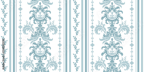 Vintage seamless damask pattern. Hand drawn floral background in turkish style. Wallpaper in Victorian style. Vector illustration