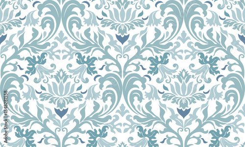 Vintage seamless damask pattern. Hand drawn floral background in turkish style. Wallpaper in Victorian style. Vector illustration