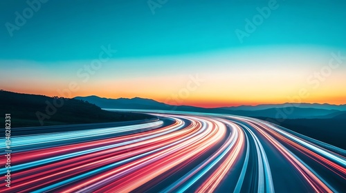 Colorful motion blur streaks creating a futuristic lightspeed effect, dynamic energy concept