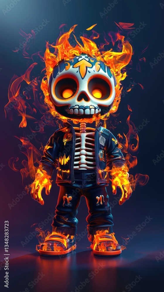 Flaming Skull in Streetwear Flaming Skull in Streetwear