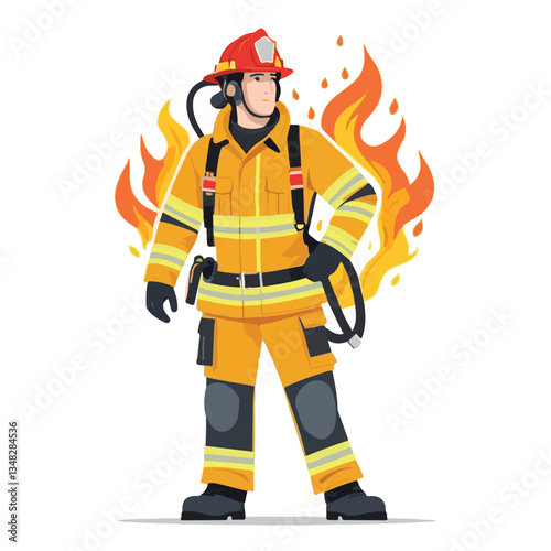 fireman, firefighter, safety, emergency, danger, man, rescue, fire, fighter, uniform, helmet, protection, background, service, red, equipment, hose, occupation, job, burn, person, work, male, hero, pr