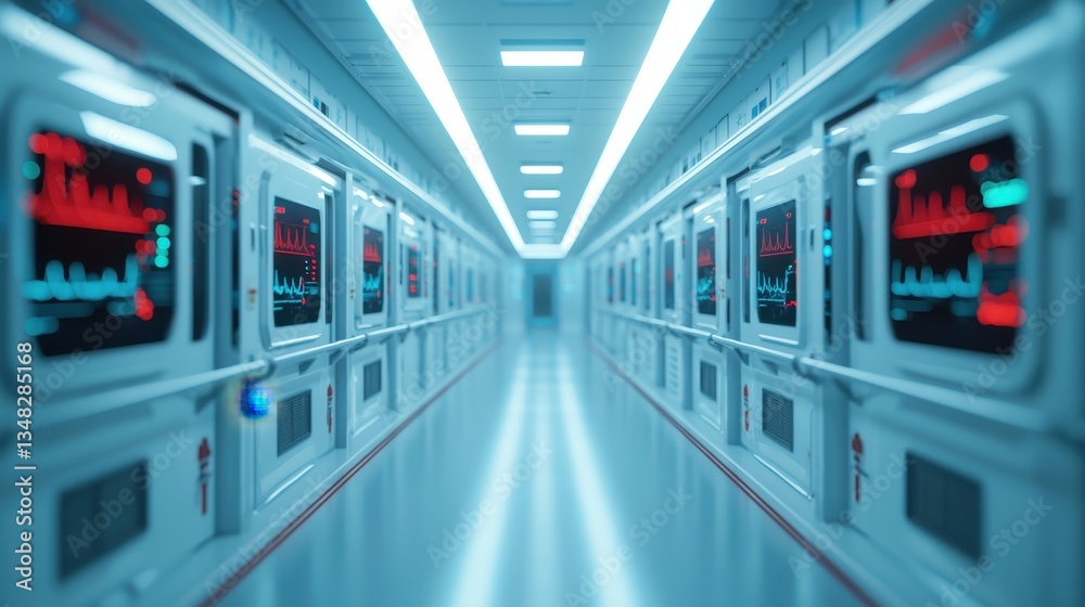 Obraz premium High-Tech Corridor in Futuristic Medical Facility Design