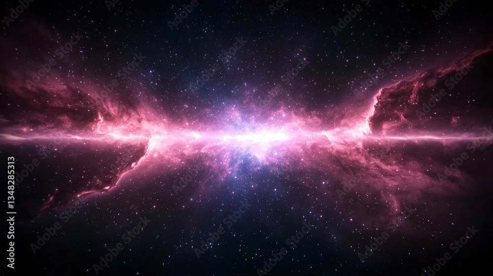 Fototapeta premium Cosmic Nebula Vibrant Purple Space Background Stars Galaxy Cinematic Lighting