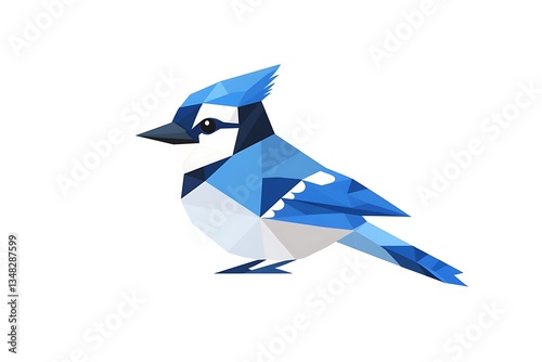 Geometric Blue Jay Profile, Abstract Bird Illustration, Minimalist Design, Suitable for Backgrounds or Posters