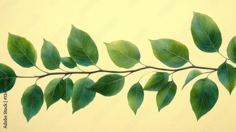 Naklejka premium Green leaves branch nature spring foliage plant