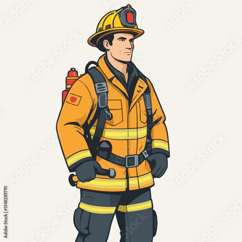 fireman, firefighter, safety, emergency, danger, man, rescue, fire, fighter, uniform, helmet, protection, background, service, red, equipment, hose, occupation, job, burn, person, work, male, hero, pr