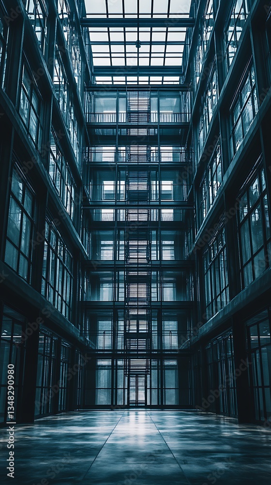 Modern building atrium interior. Modern building atrium interior.