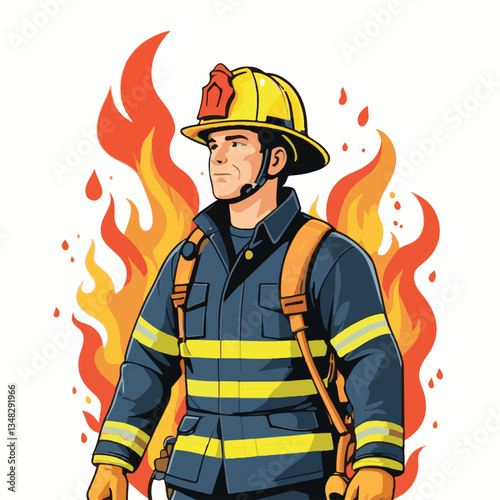fireman, firefighter, safety, emergency, danger, man, rescue, fire, fighter, uniform, helmet, protection, background, service, red, equipment, hose, occupation, job, burn, person, work, male, hero, pr