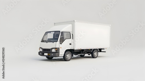 A white truck is parked on a white background