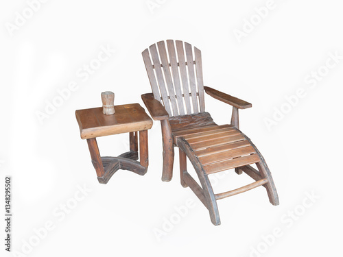 Wood chair nature style on white background.