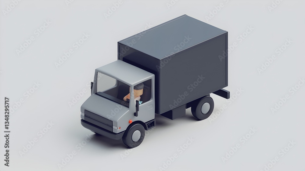 A cartoon truck with a man driving it A cartoon truck with a man driving it