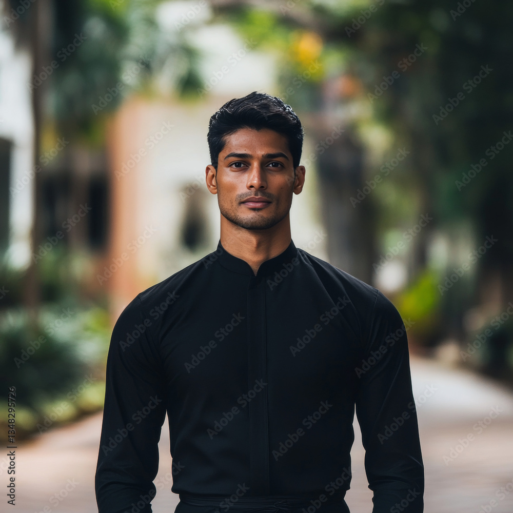Stylish Priest in Traditional Attire with a Confident Stance Stylish Priest in Traditional Attire with a Confident Stance