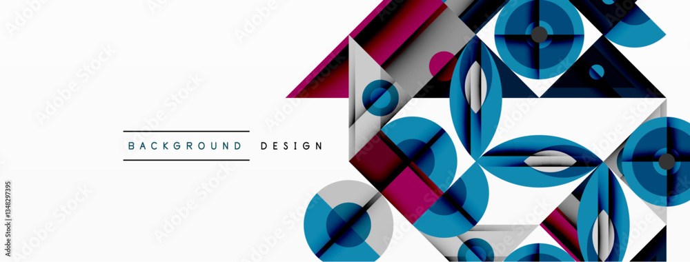 Geometric abstract composition with intersecting shapes, circles, triangles, and gradients, blending vibrant colors and dynamic contrasts to create a modern, futuristic visual design Geometric abstract composition with intersecting shapes, circles, triangles, and gradients, blending vibrant colors and dynamic contrasts to create a modern, futuristic visual design