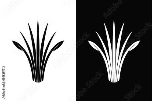 Lemongrass Black & White Icon. Minimalist Herbal Symbol for Natural Products