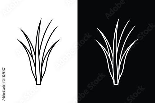 Black white Lemongrass line Icon. Simple and Elegant Vector for Web & Print
