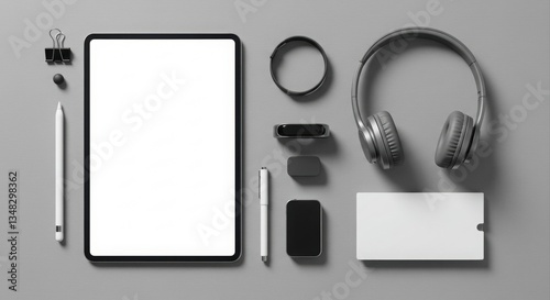 Modern tech accessories laid out.