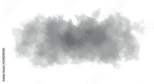Abstract Gray Cloud or Smoke Graphic Element Isolated on Transparent