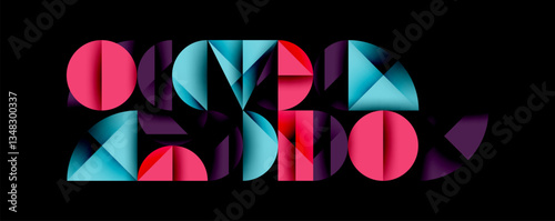 Abstract geometric pattern with intersecting circles and triangles in gradients. The high-contrast composition creates depth and a dynamic, modern aesthetic