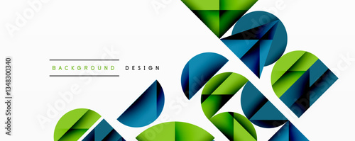 Abstract geometric pattern with intersecting circles and triangles in gradients. The high-contrast composition creates depth and a dynamic, modern aesthetic