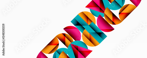 Abstract geometric pattern with intersecting circles and triangles in gradients. The high-contrast composition creates depth and a dynamic, modern aesthetic