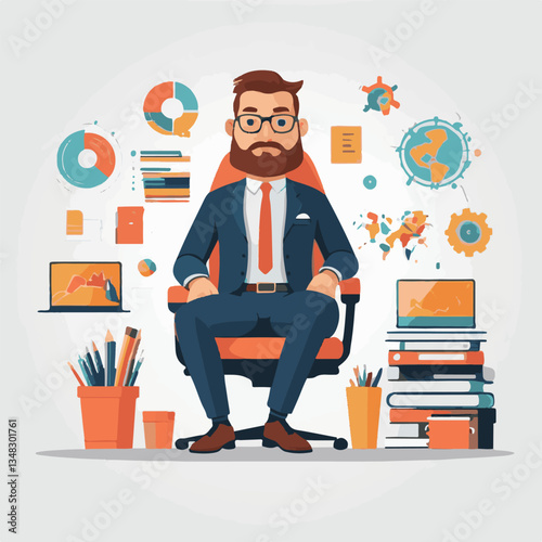 employee appreciation day, investment solution, copy space, boss, confident man, lawyer office, finance management, 40 40s, work, older adult, internet technology, satisfied person, group, middle age,