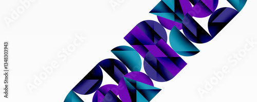 Abstract geometric pattern with intersecting circles and triangles in gradients. The high-contrast composition creates depth and a dynamic, modern aesthetic