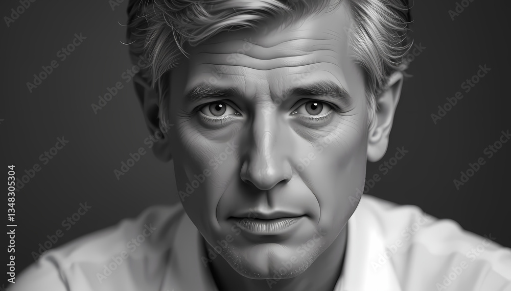 Monochrome Portrait of a Thoughtful Individual Monochrome Portrait of a Thoughtful Individual