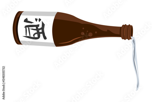 酒を注ぐ酒瓶のイラスト