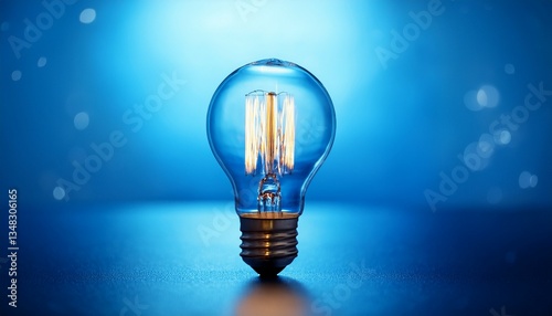 blue background with soft focus on tungsten light gentle illumination calming ambiance