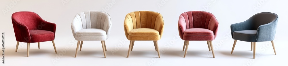 Naklejka premium Set of Modern Upholstered Armchairs